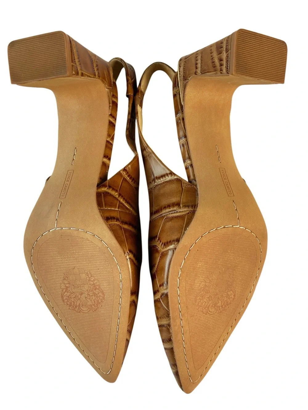 Vince Camuto Hamden Barn Brown Croc Slingback Pumps Size 9 NWOB